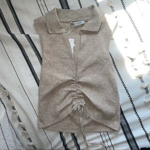 zara v neck crop top